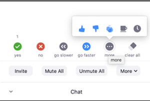 Sample of Nonverbal feedback icons from Zoom