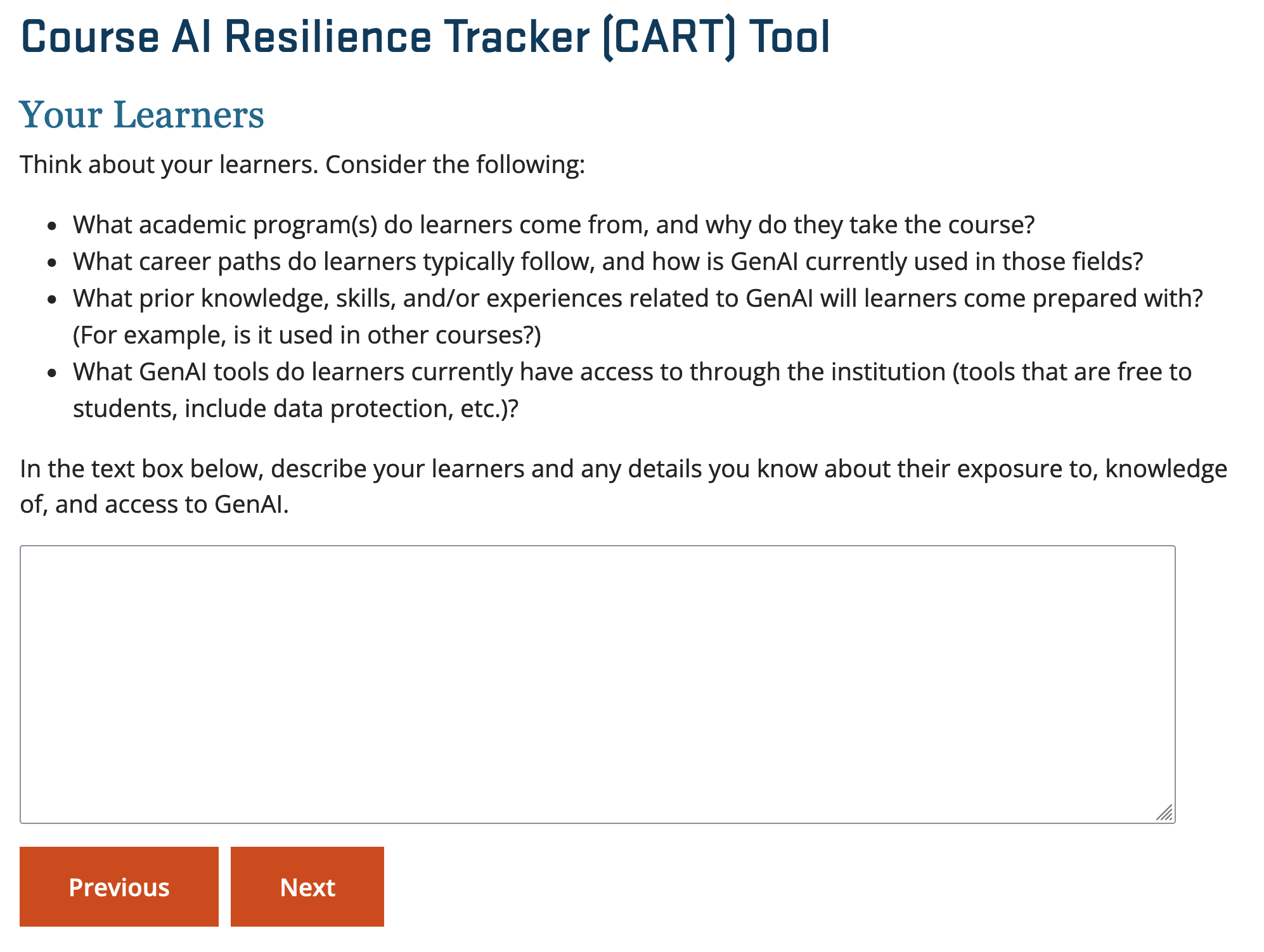 Course AI Resilience Tracker Your Learners Page