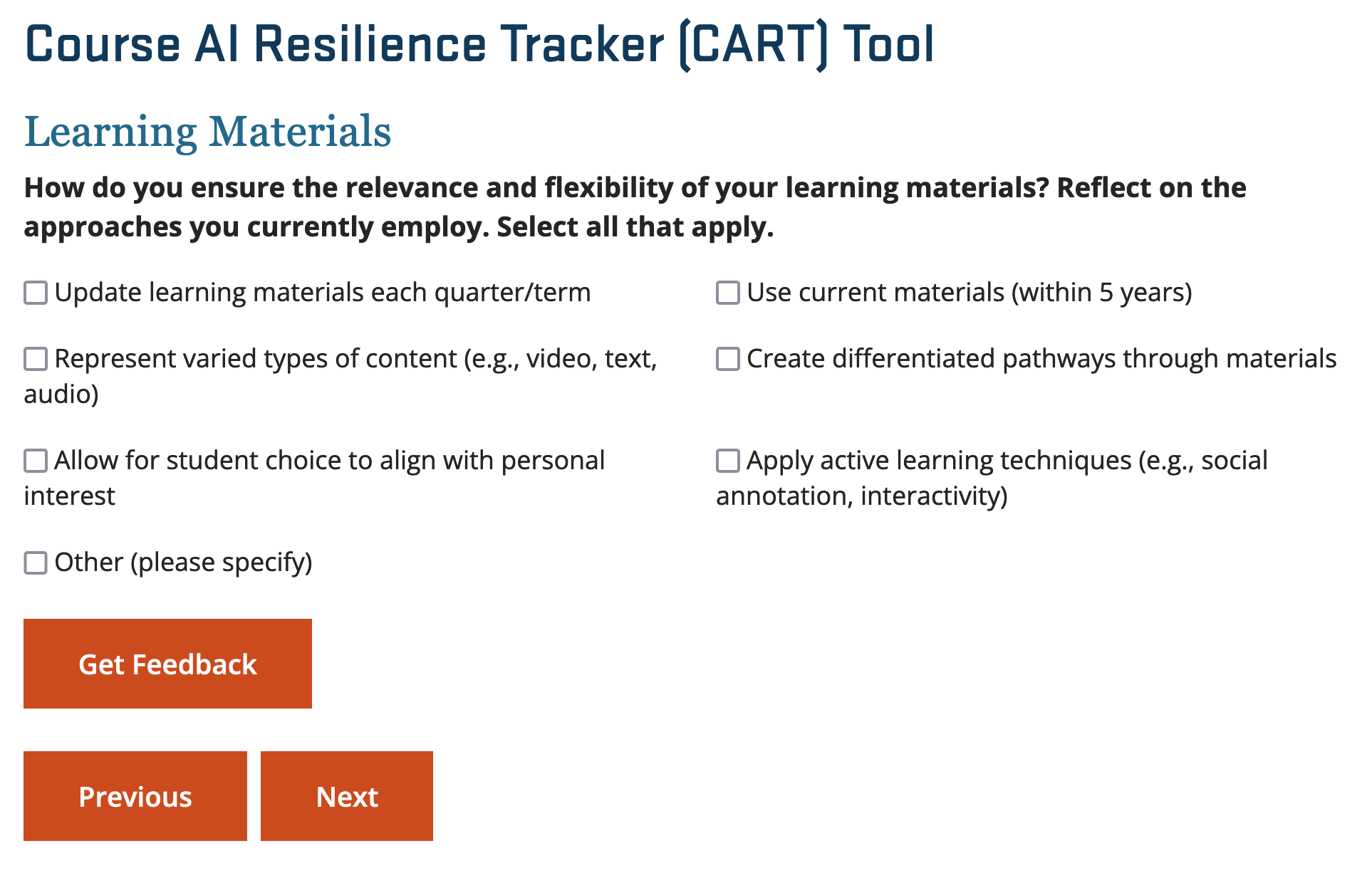 Course AI Resilience Tracker Learning Materials Page