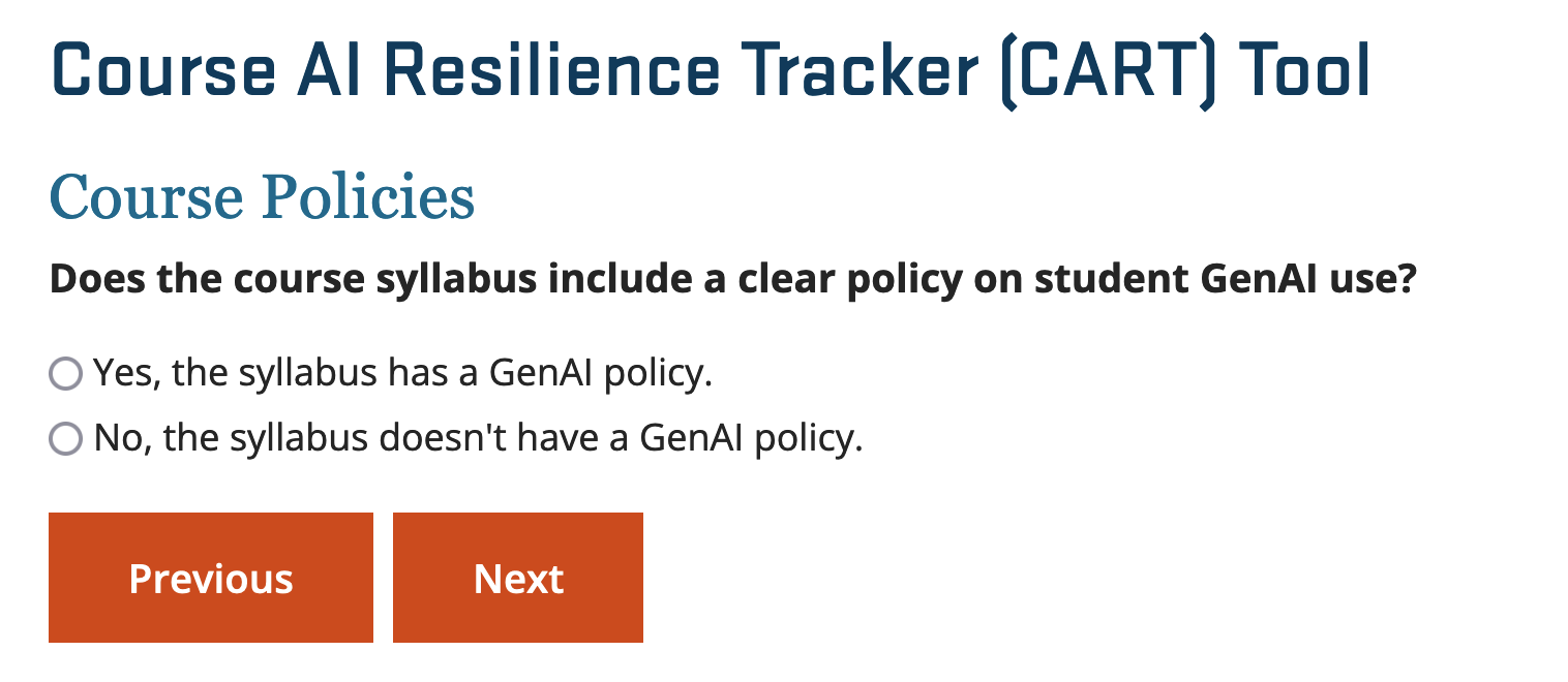 Course AI Resilience Tracker Course Policies Page