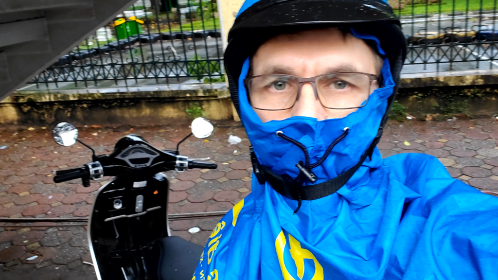 Dr. Randy Bell with his brand new motorbike.