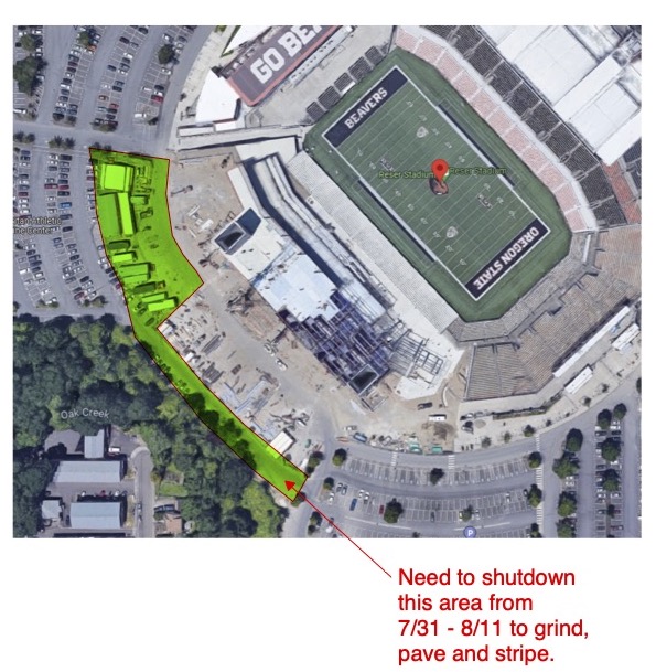 7/31-8/8/2023: West side Reser Stadium parking lot closed