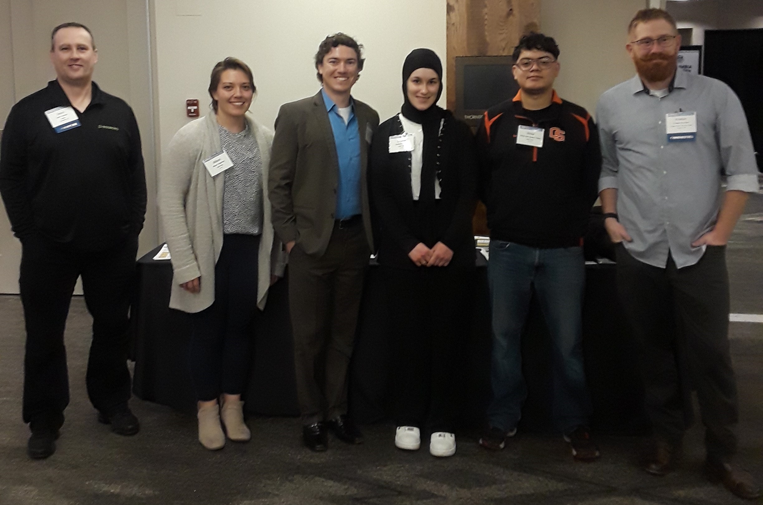 2023-24 ASSP OSU Student Section officers post with ASSP Cascade Chapter President and Vice President at the 2024 Cascade Occupational Safety and Health conference in Eugene, Oregon.