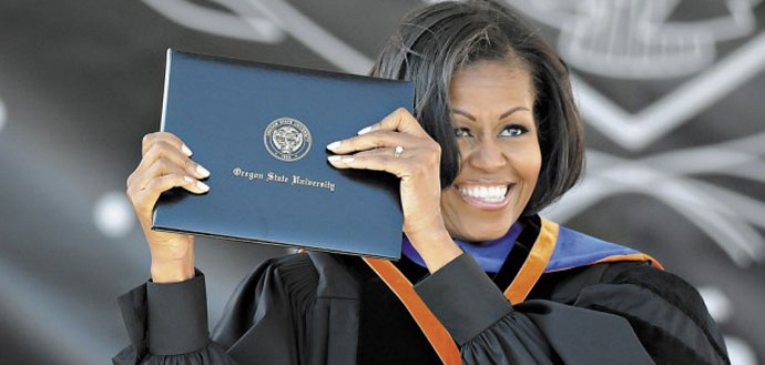 First Lady Michelle Obama receives honorary doctorate in public health