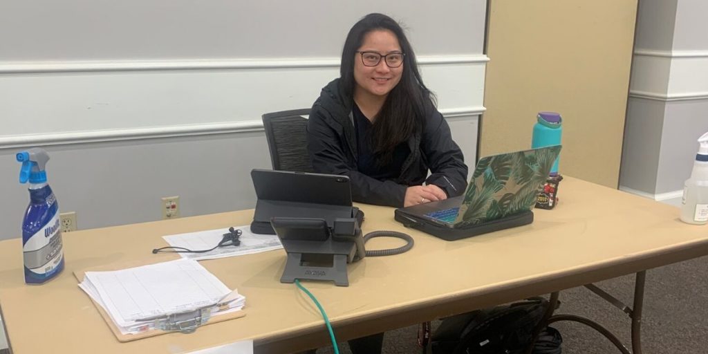 Student working at computer