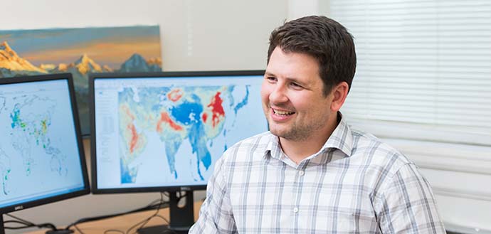 researcher at desk