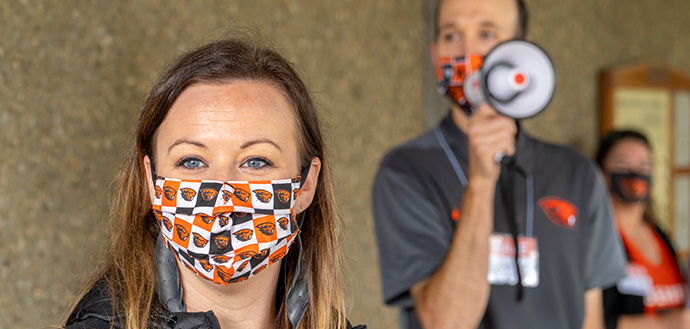 TRACE team wearing OSU masks