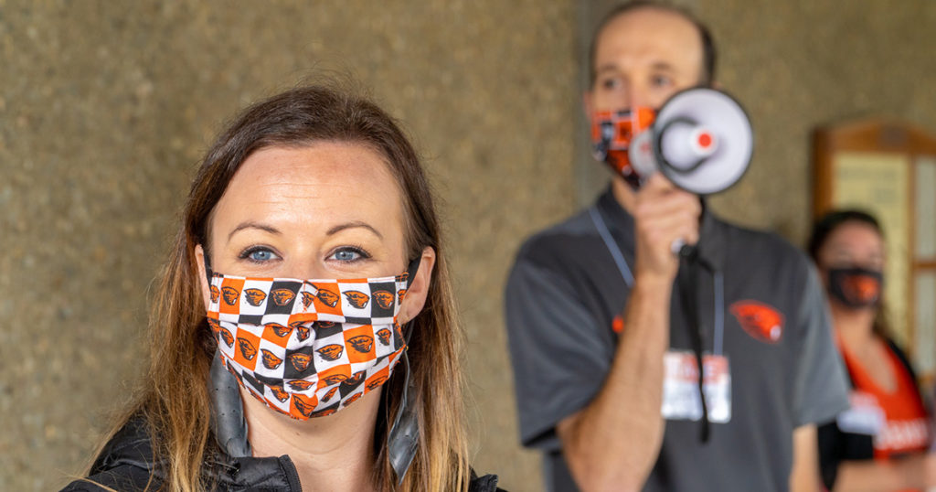 TRACE team wearing OSU masks