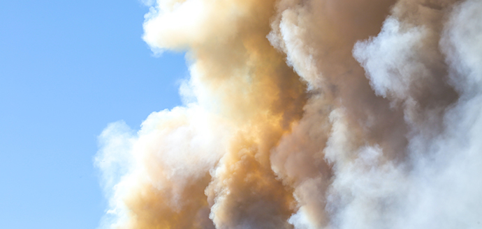 smoke in clouds from natural disaster