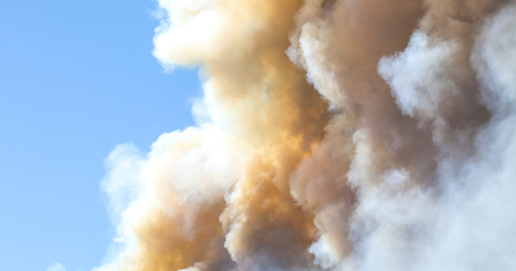 smoke in clouds from natural disaster