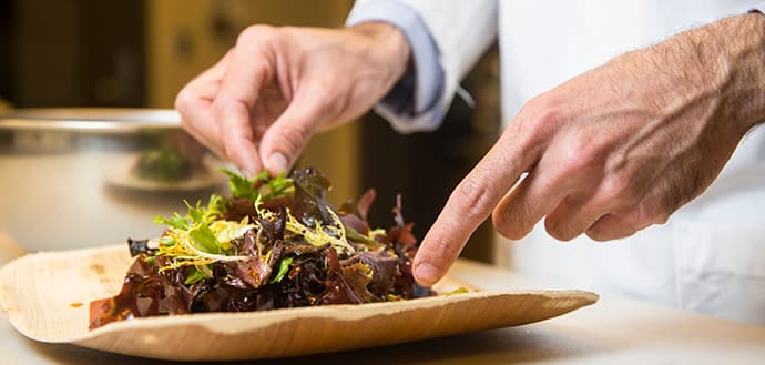 preparing a salad