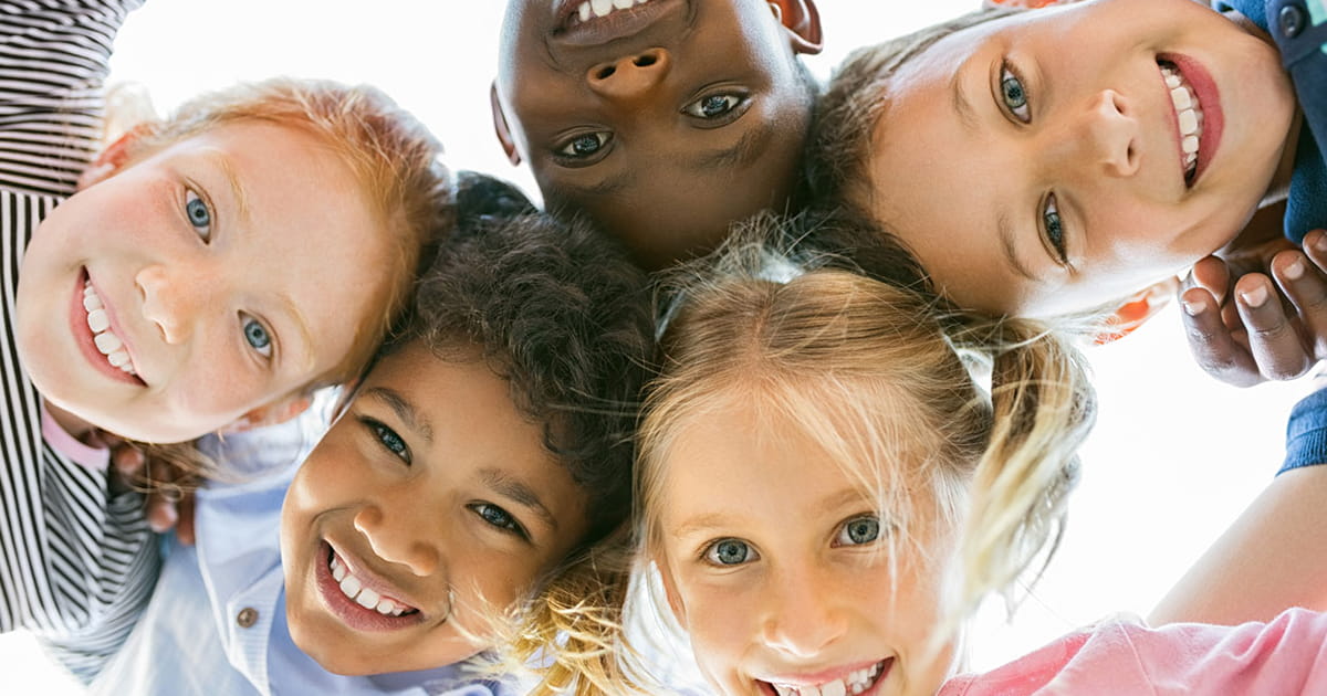 children smiling in group