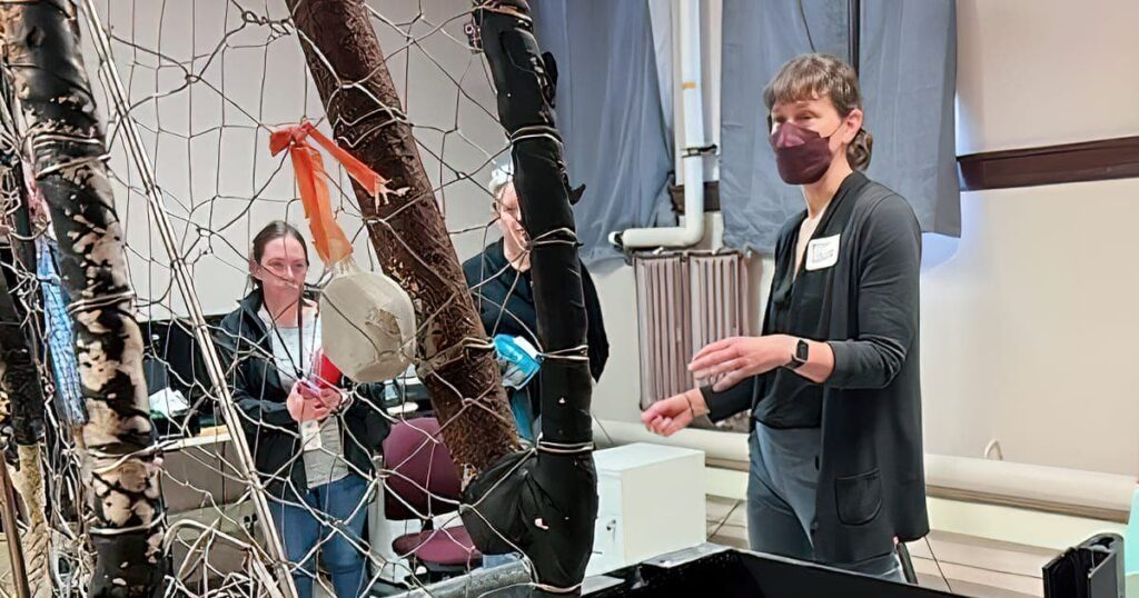 Laurel Kincl showing crab fishing pots