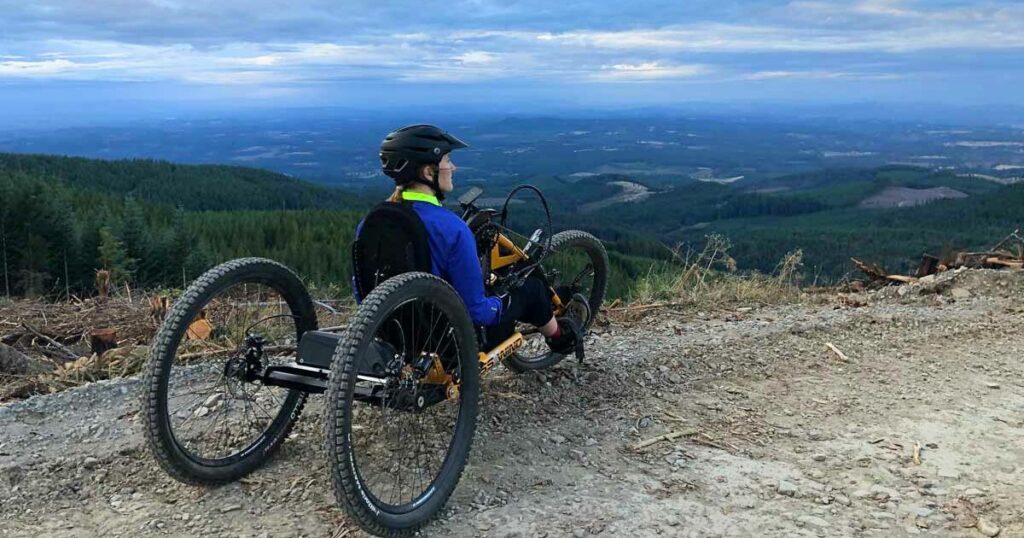 Lizzy Ragan on an adaptive mountain bike