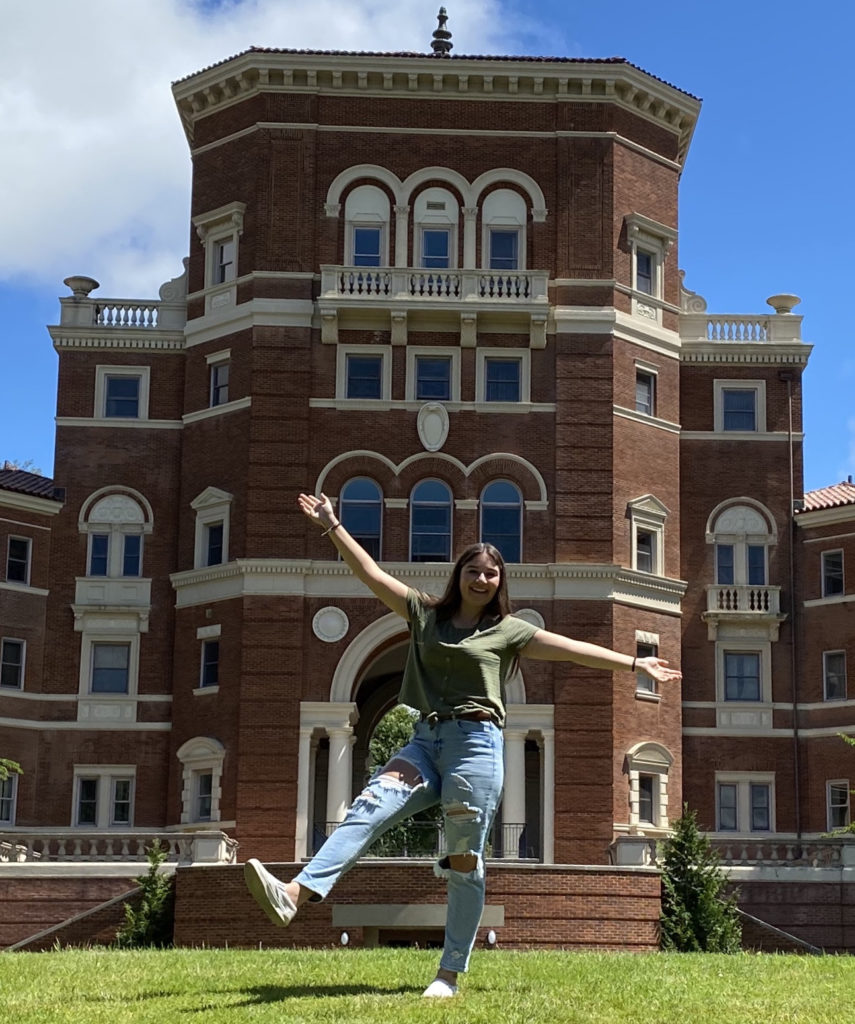 Jensen Comment in front of Weatherford Hall on the OSU campus