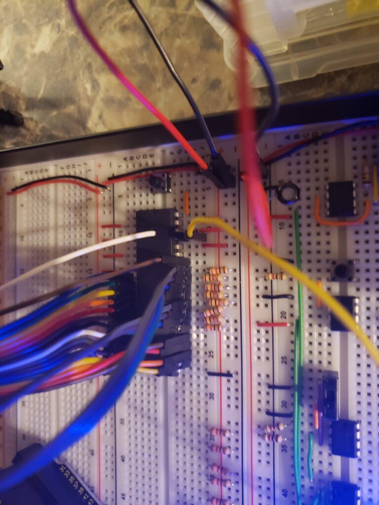 another view of Arduino MEGA connections to 6502 processor for output testing