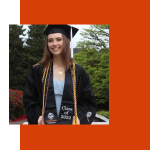 Isabel Nieman in a graduation cap and gown