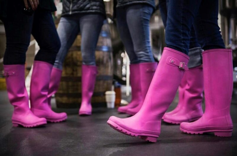 Pairs of pink boots