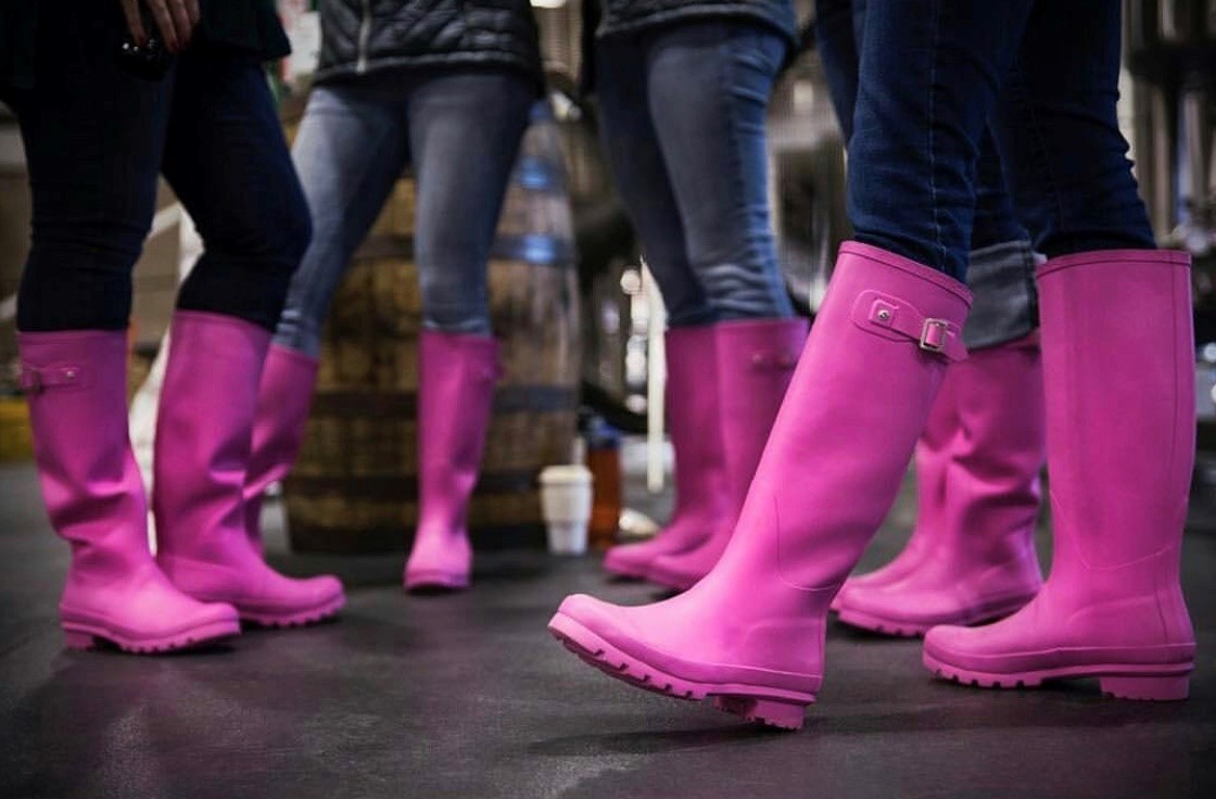 Pairs of pink boots