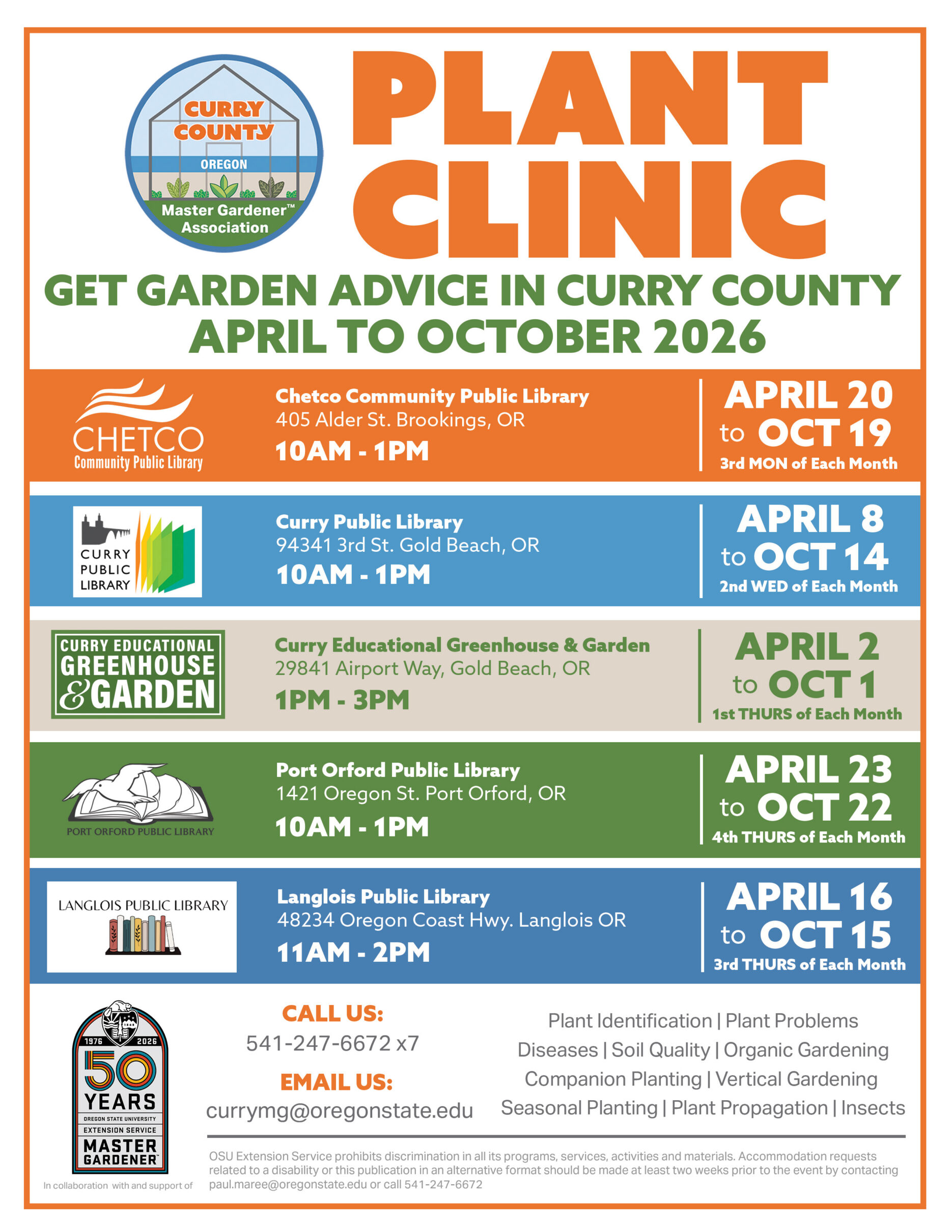 2026 Plant Clinic Group flyer
