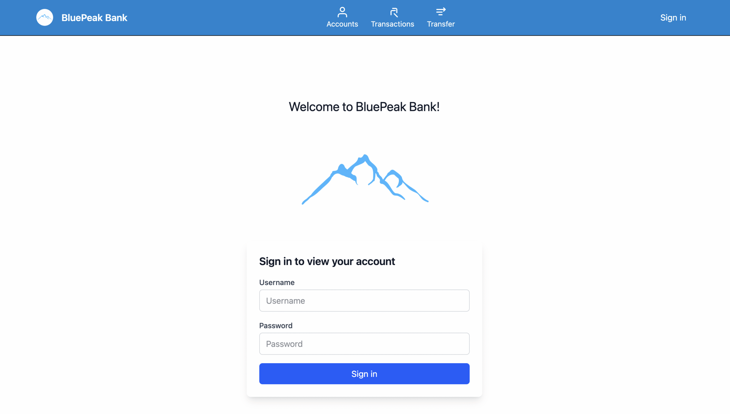 Bluepeak Bank Home Page